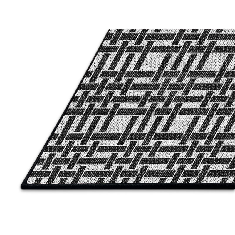 Tapis décoratif géométrique noir Sadowski, Rectangle 5 pi x 8 pi