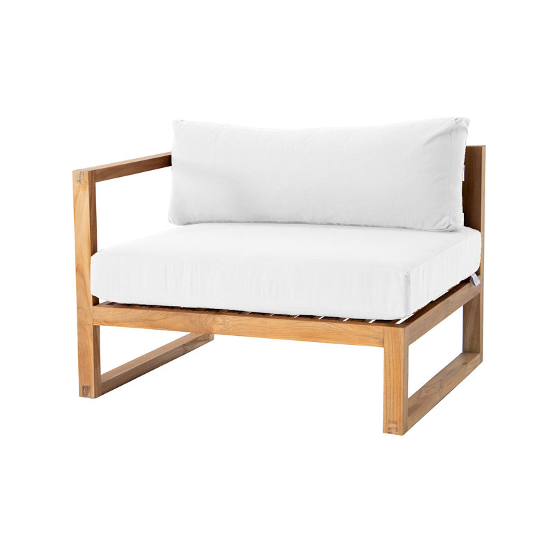 Méridienne d'extérieur en bois de teck Predag, Blanc