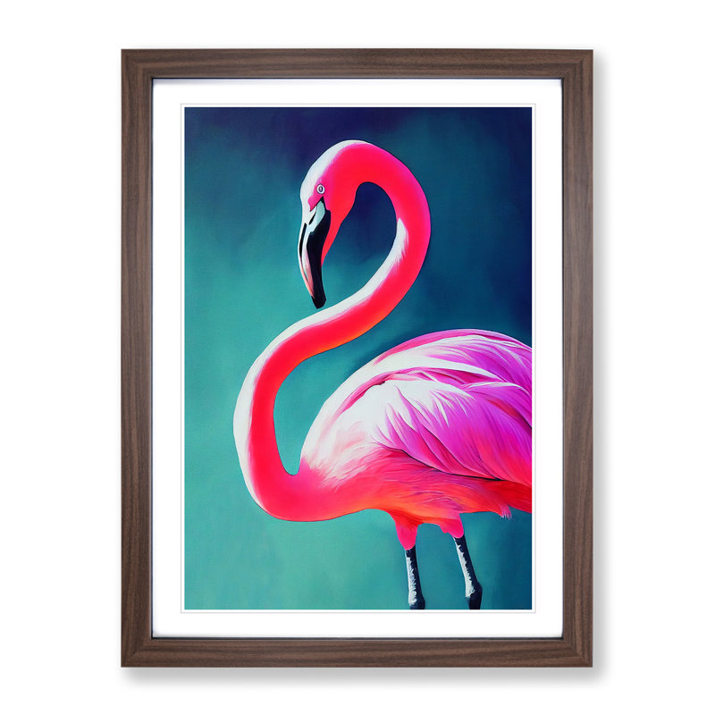 Flamingo Aglow - Framed Print, 46cm H x 34cm W, Brown