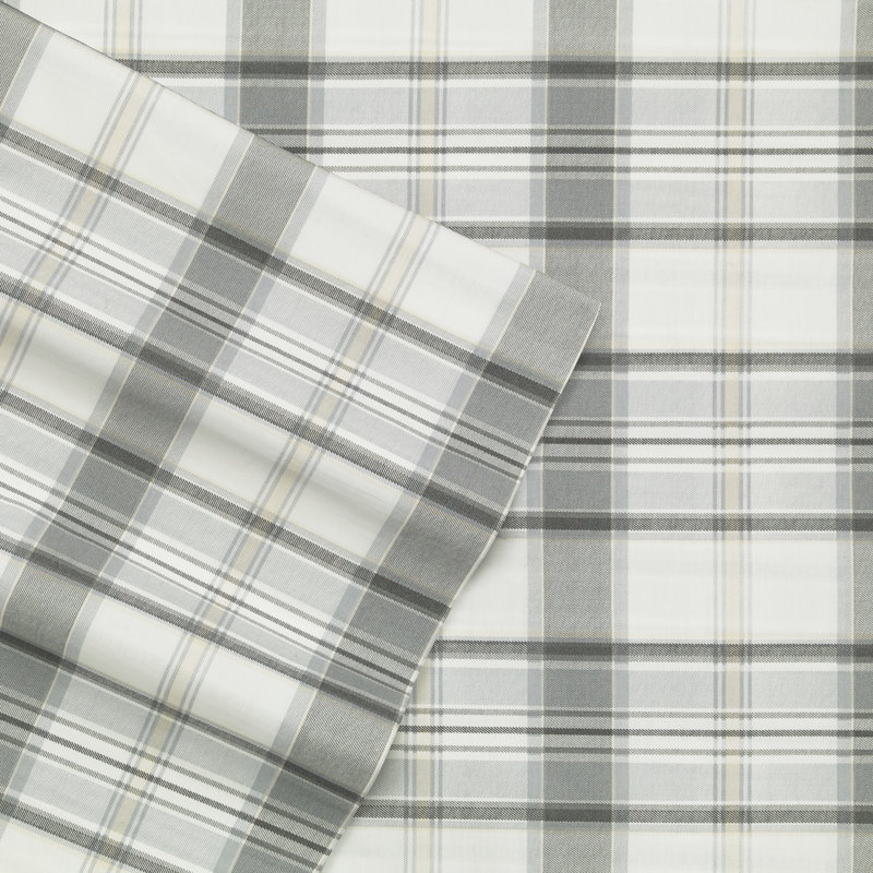 Ensemble de draps en polyester Shasta Lake, Ensemble de draps pour grand lit avec 2 taies d'or, À carreaux chinook