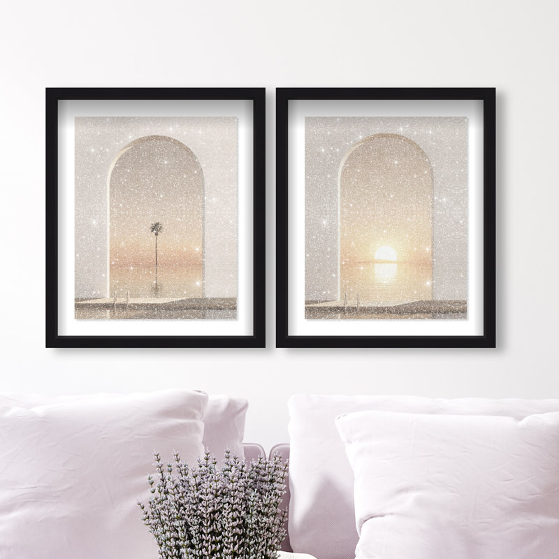 Coastal Window Set Shadowbox Landscape & Nature Print by Oliver Gal, Black Frame, 16 x 20, 17.5"H x 21.5"W, Black Shadowbox