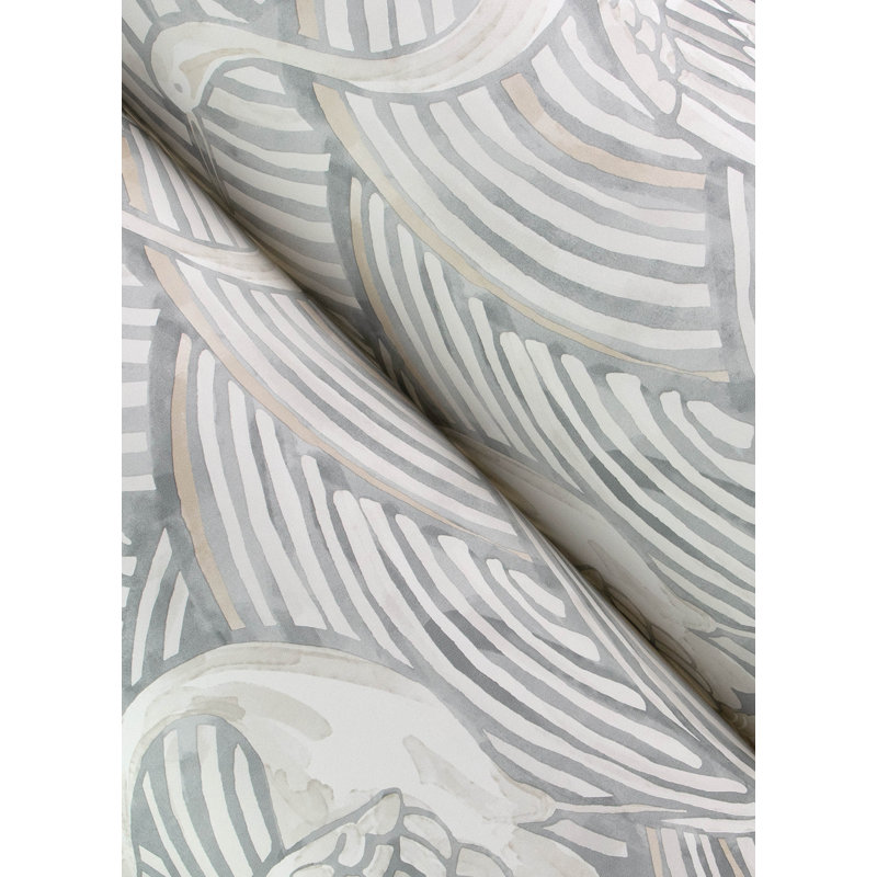 Navarres Stripe Faux Linen Wallpaper, Gray