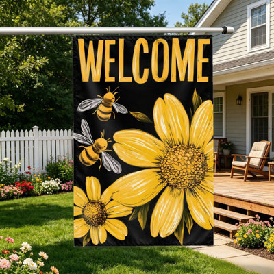 Drapeau de jardin Bee & Daisy, pièce de mobilier de jardin et patio, 35 x 24 po, jaune