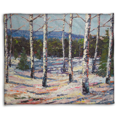 Coral Fleece Blanket, Winter Sun by Jeff Boutin