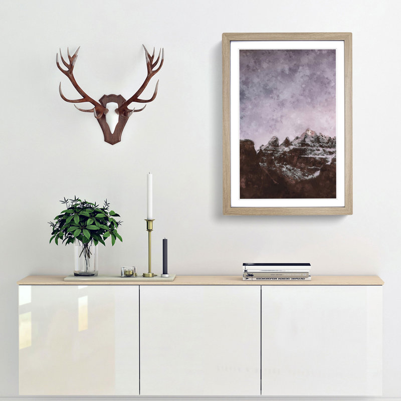 Stars Over The Dolomites In Italy Painting - Framed Print, 63cm H x 45cm W x 2cm D, Oak Framed