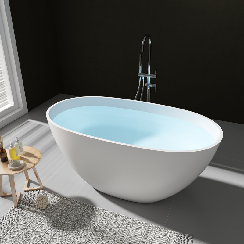 51"×27" Freestanding Soaking Tub Solid Surface Bathtub