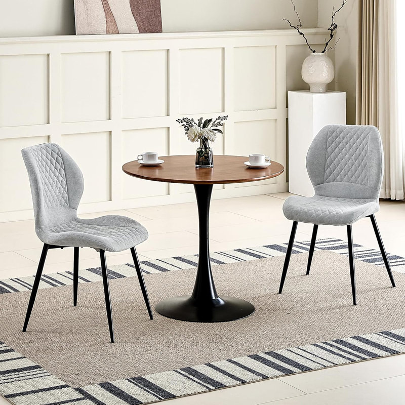 43cm H Linen Upholstered Upholstered Back Parsons Chair, Grey, 2