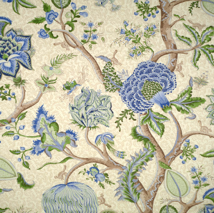 Oriana Pondicherry Fabric, Blue/Green/Cream
