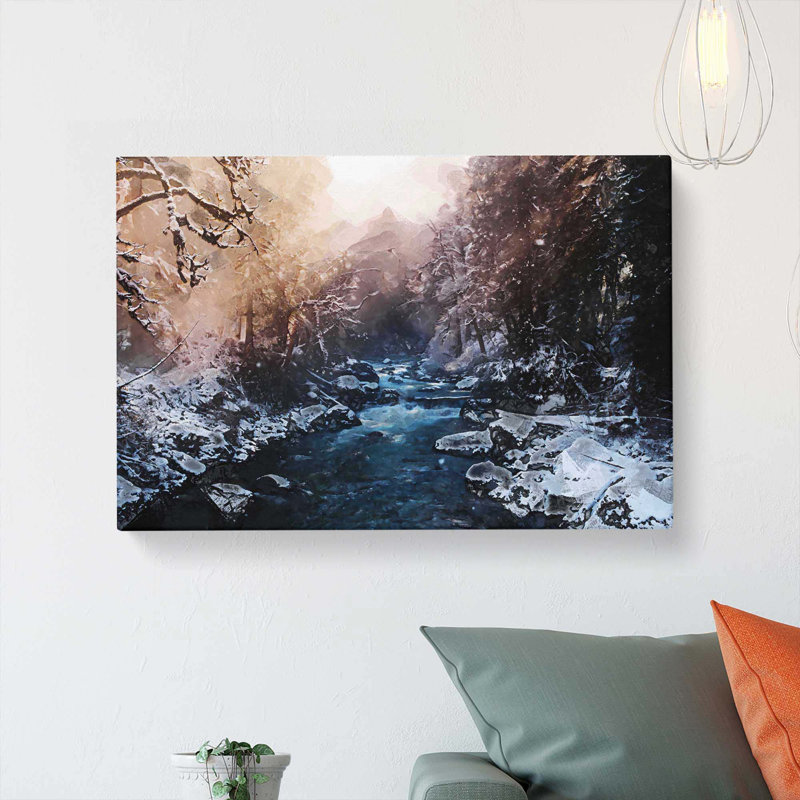Winter Forest & Stream in Canada in Abstract - Wrapped Canvas, 50cm H x 76cm W x 3cm D