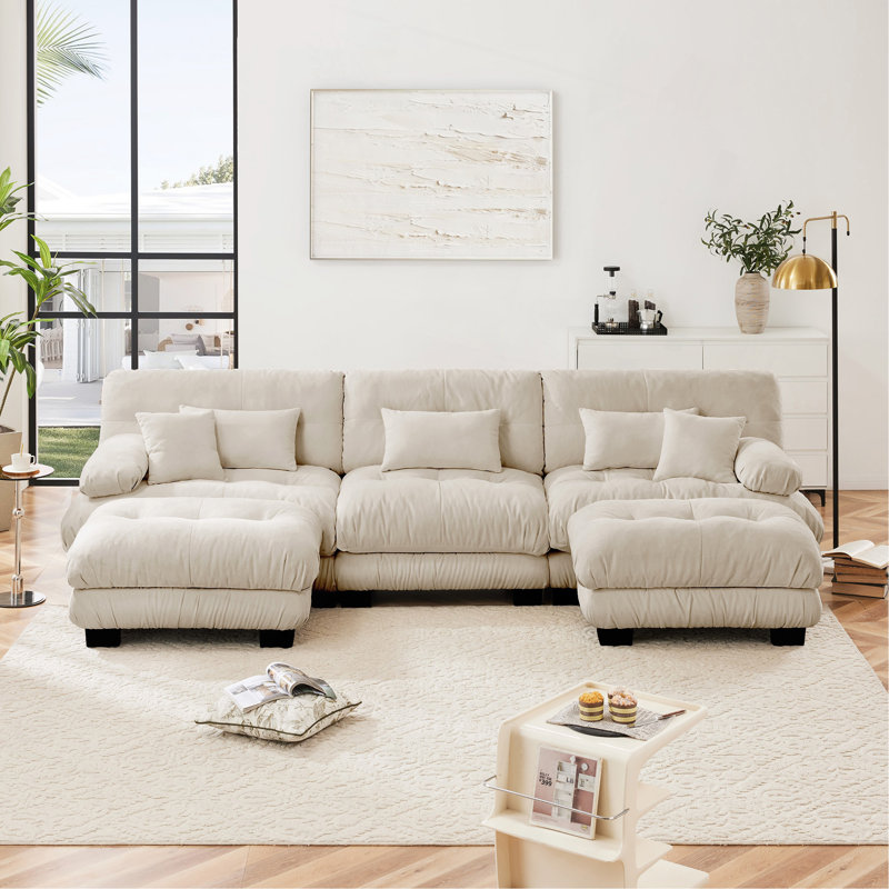 Canapé modulaire Luxury Luxury, Café clair, 3, H 35,4 po x l 133,8 po x P 36 po