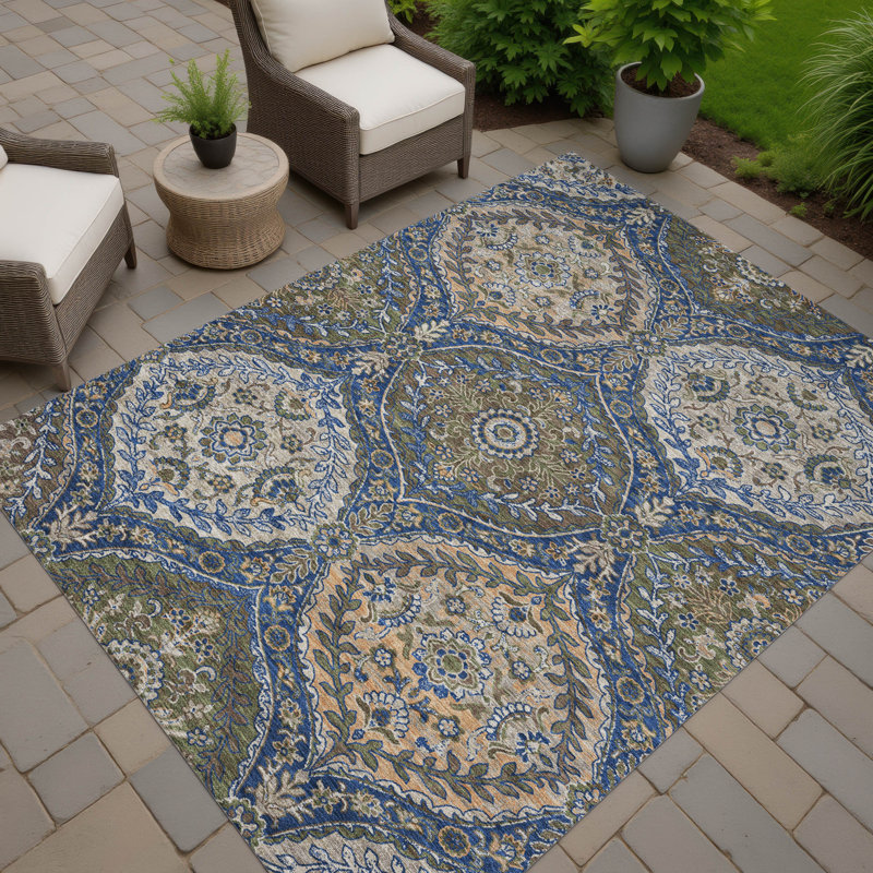 Machine Washable Indoor/Outdoor Chantille ACN2698 Global Rug, Navy, 2'6" x 3'10"