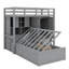 Lit superposé simple avec tiroirs, garde-robe, tablettes de rangement et hydraulique-106693908