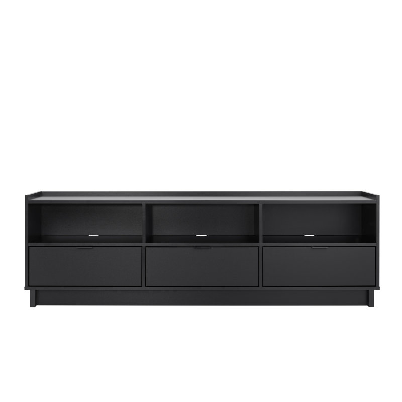 Chaunta Simply Modern 3 Drawer 70.25" W x 22" H x 16" D TV Stand, Black