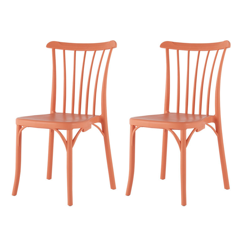 Chaise d'appoint empilable en résine à dossier à lattes Guthfast, Saumon
