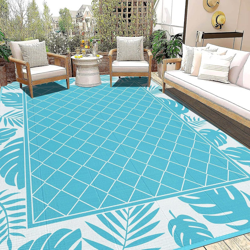 Tapis d'extérieur imperméable, Sarcelle, Rectangle 9 pi x 12 pi