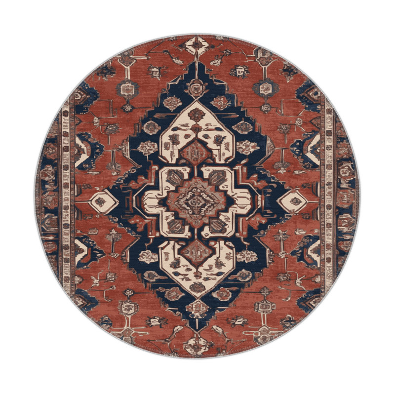 Tapis d'intérieur et d'extérieur brun Persian, Rond 5 pi
