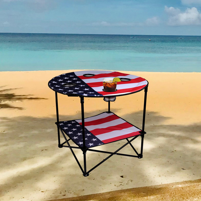 Table de camping pliante en métal Aanik, Americana