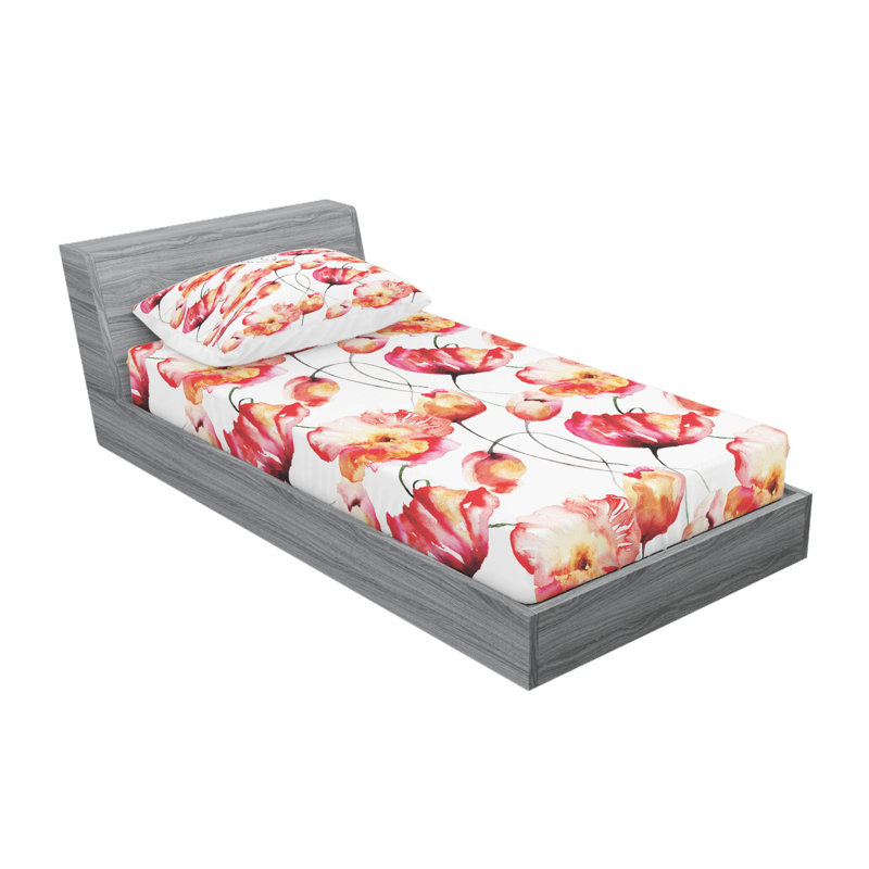 Microfiber Floral Sheet Set, Twin XL Sheet + Fitted Sheet + 1 Pillowcase