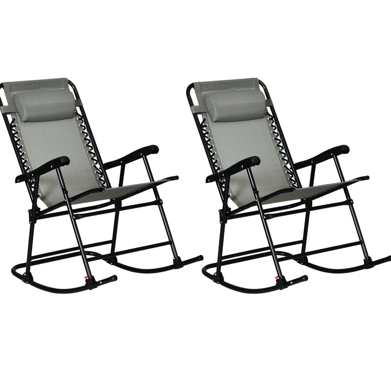 Chaise berçante 2 pièces, pliable pour un rangement facile - extérieur gris 2. Portable, confortable, patio, terrasse. To Weather, structure en acier