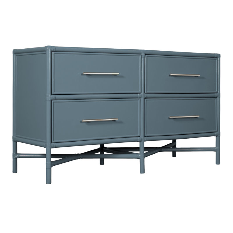 Silas Bedroom Set, Regatta Blue, 4 Pcs: Dresser, Headboard, 2 Nightstands, Twin