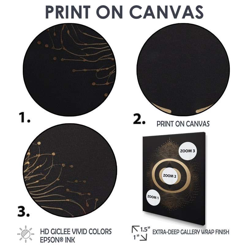 Mystic Origine Minimal Gold - reproduction d'art abstraite, Toile avec cadre flottant noir, H 20 po x l 12 po x P 1 po