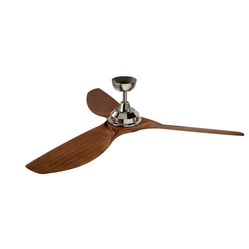 Ventilateur de plafond à hélice à 3 pales 65 po avec commande murale et ensemble d'éclairage Kichler Imari, Nickel poli