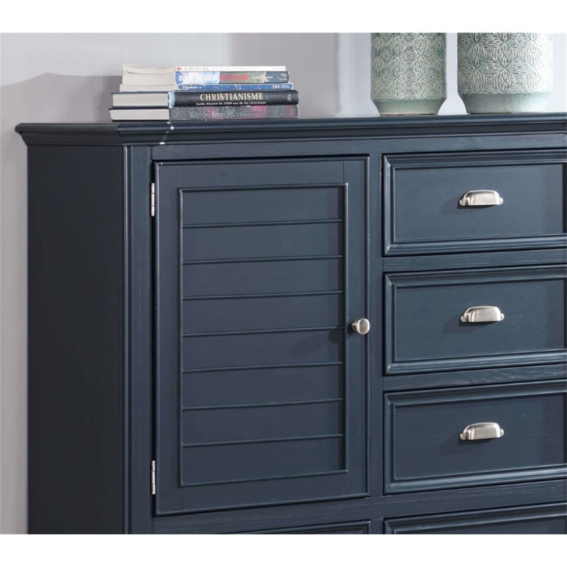 Mobilier de chambre à coucher de style transitionnel avec finition bleu ardoise 1pc