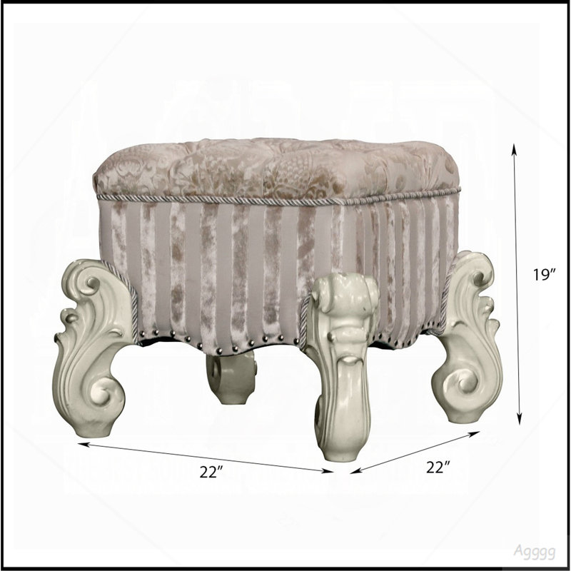 Tabouret de coiffeuse ivoire et blanc os avec garniture cloutée, Ivoire ivoire