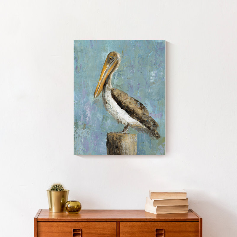 Pélican peint - impression sur toile tendue, H 20 po x l 16 po x P 1,25 po