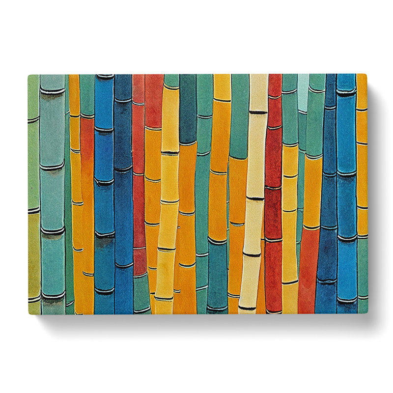 Abstract Watercolour Bamboo - Wrapped Canvas