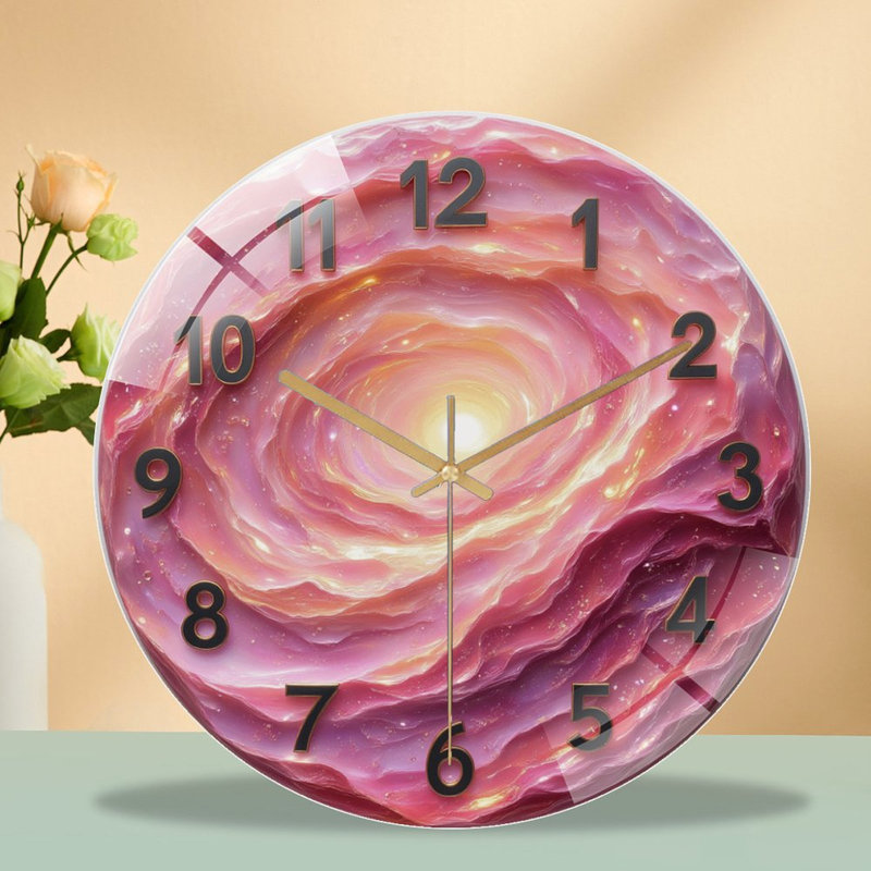 Horloge murale cosmique en verre 12 po
