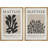 Classical Artwork "Henri Matisse Black Botanical Artwork, Modern Neutral Wall Pictures, Framed Canvas Giclee Print 2 Pieces Wall Art Set" 16x24x2 pcs, 24x36x2 pcs-71660418-71660417