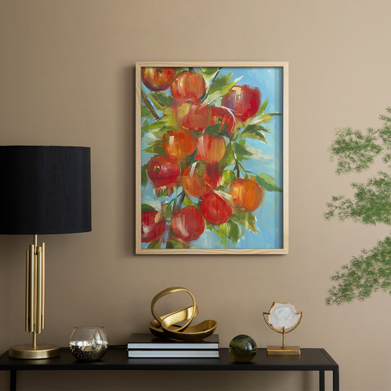 An Apple A Day Framed Print - Solid Wood, Natural, 11" H x 9" W