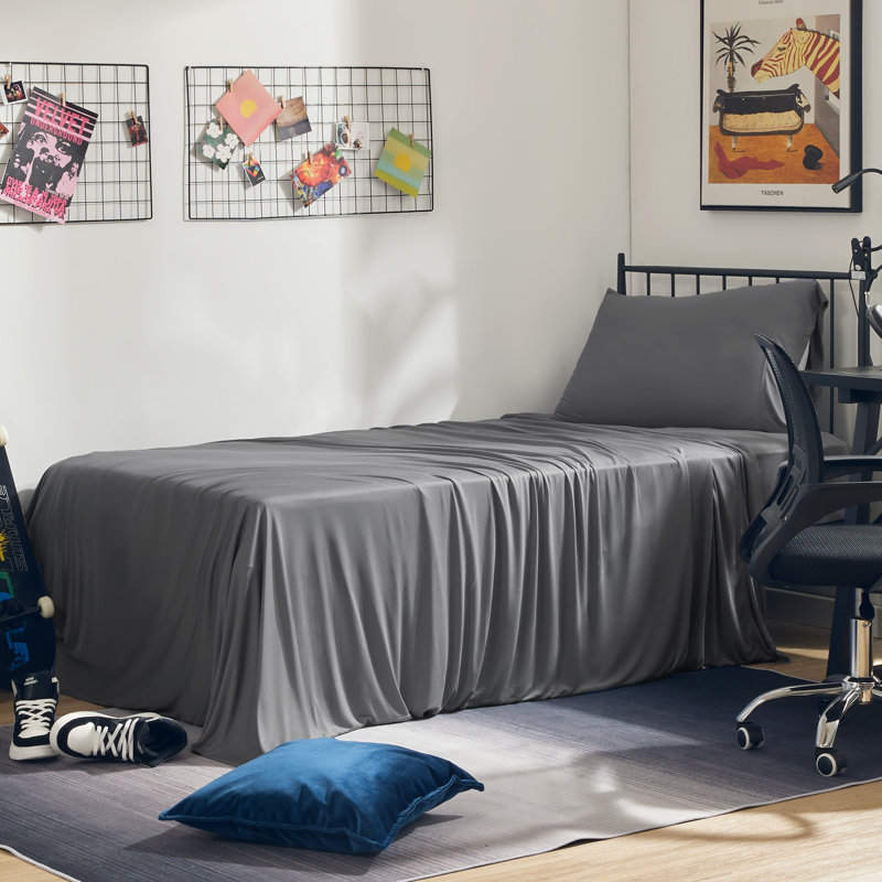 Solid Jersey Knit Sheet Set, Twin Sheet Set with 3 additional pieces, Gray