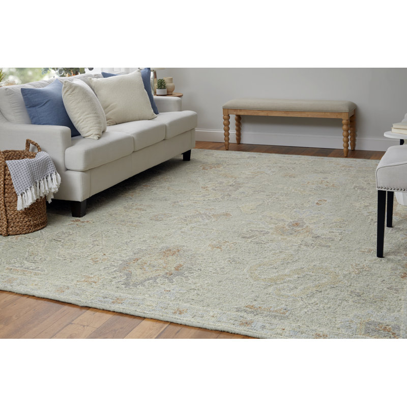 Grafton Wool Floral Area Rug in Gray, Rectangle 8'6" x 11'6"