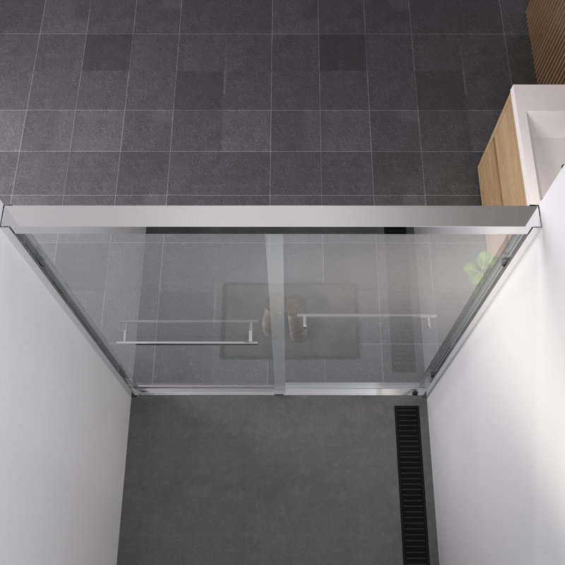 - Finished 56 60"x74" Double Sliding Shower Enclosure With Chamfer Edged Tempered Glass, Safe And Waterproof Design For Bathroom Hardware Door 1/4" (6mm) Rust