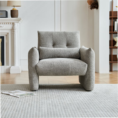 Chaise d'appoint moderne capitonnée, canapé simple rembourré en velours Raindrop avec coussin lombaire pour espaces intérieurs polyvalents