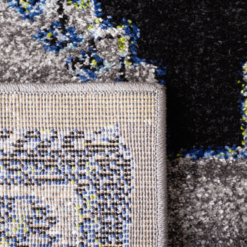 Tapis oriental gris / noir Abbie-Anne, Rectangle 9 pi x 12 pi