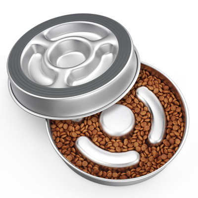 Bol pour chien à alimentation lente et antidérapant en acier inoxydable, grand: 4 tasses