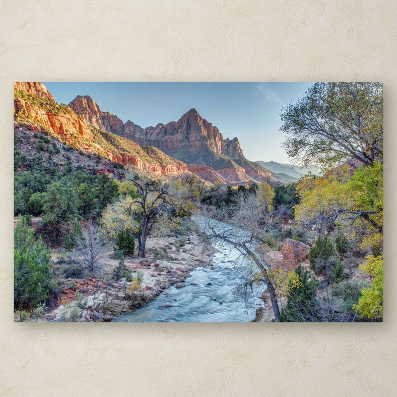 Zion Watchman Landscape 16" x 24" Wood Frame Canvas Art