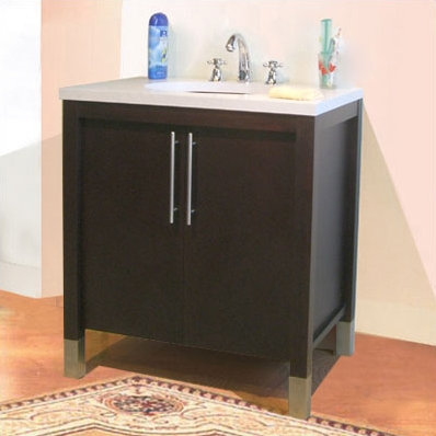 Base de meuble-lavabo simple Simoneau seulement, Acajou foncé, 24 po