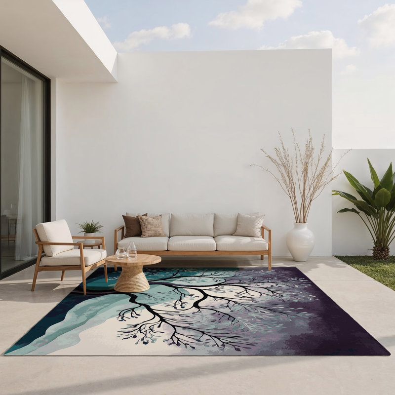 Aurora Branches Indoor And Outdoor Area Rug, Rectangle 5' x 7'