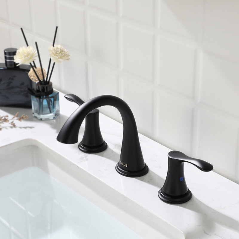 Widespread 2-handle Bathroom Faucet with Drain Assembly, Matte Black