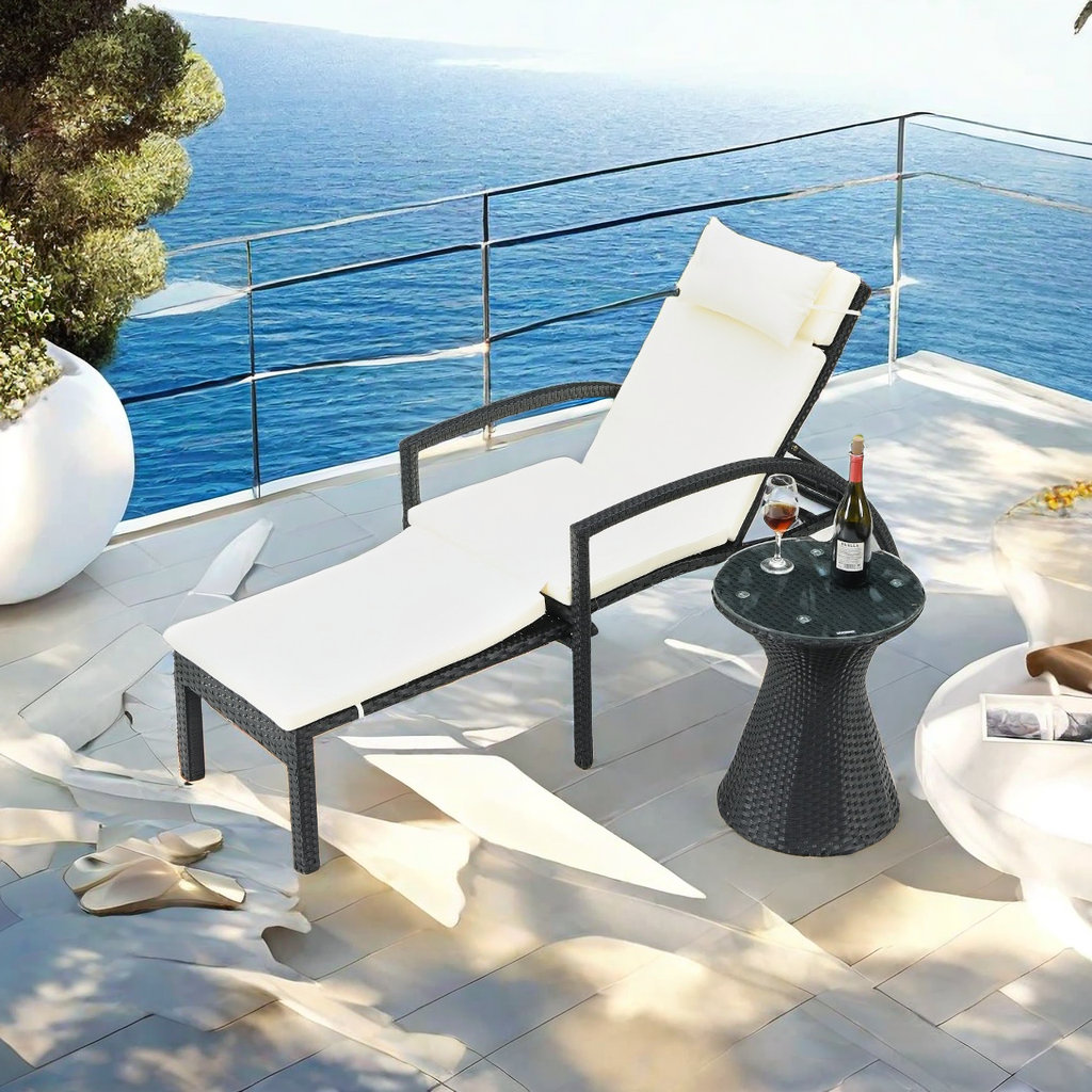 Elegant Home Furnishings.s Foldable PE Rattan Adjustable Chaise Lounge ...