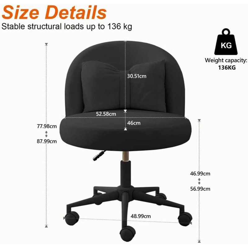 Velvet Task Chair, Black