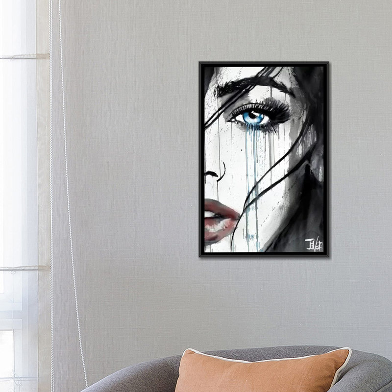 « it happens », reproduction sur toile, H 26 po x l 18 po x p 1,5 po, Toile avec cadre noir, Pas de tapis