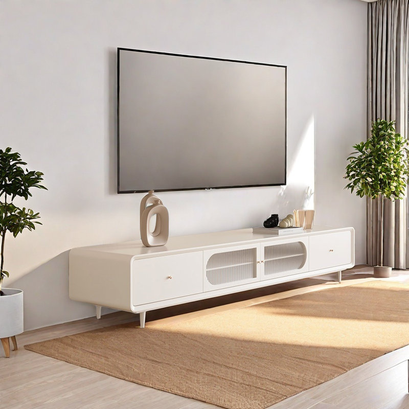 Élégant meuble télé aux bords arrondis et lisses, 78.74"