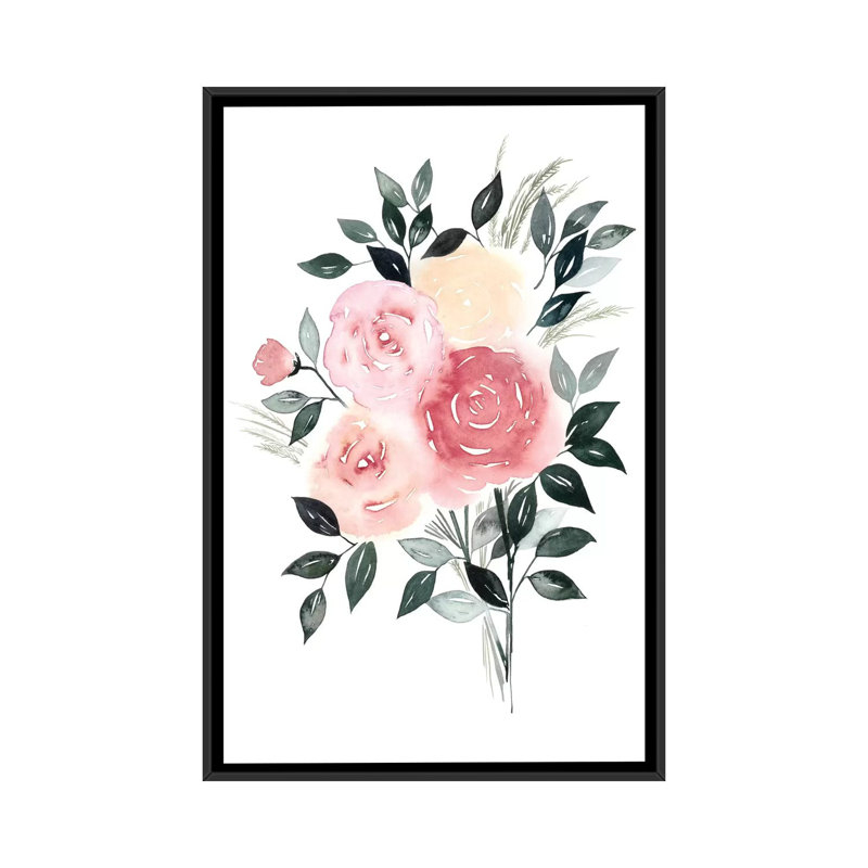 " Rosewater I " by Grace Popp, 26" H x 18" W x 1.5" D, Black Framed Canvas, No Matte