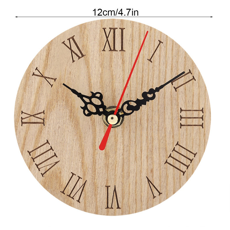 Horloge murale décorative classique en bois avec affichage analogique pour jardin, couloir ou extérieur (12 cm)