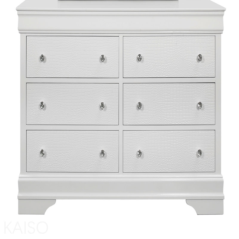 Commode blanche crocodile métallique
